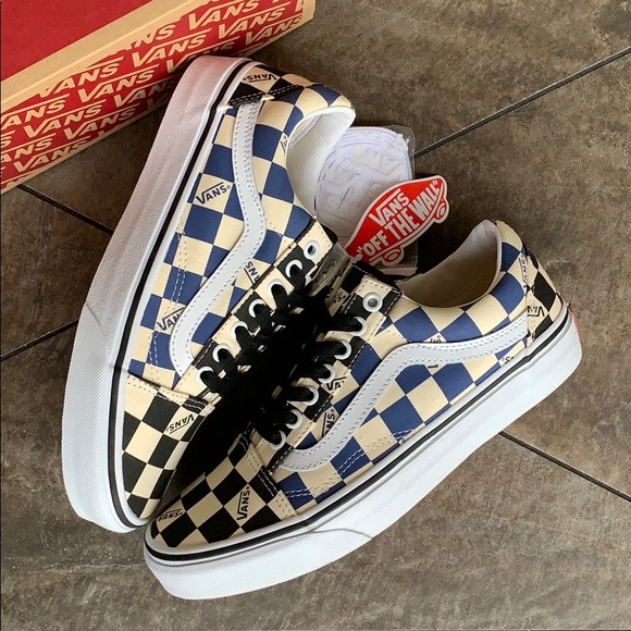 •VANS OLD SKOOL BIG CHECK black/navy women’s - Picture 1 of 16
